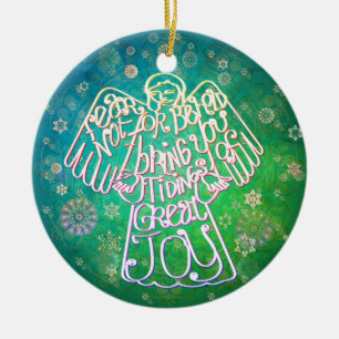 "I bring you tidings of great joy" Angel Ornament
