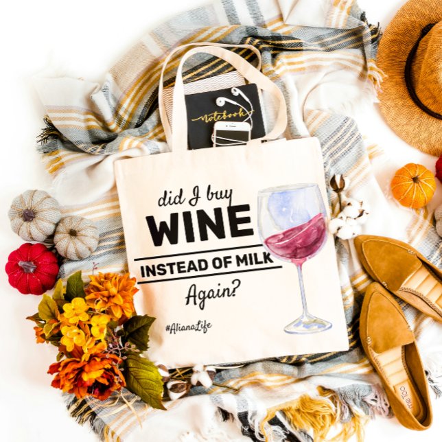 i Buy Wine Instead of Milk Again Funny Wine lover Tote Bag (Creator Uploaded)