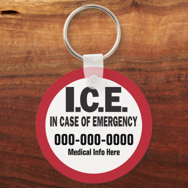 I.C.E. In Case of Emergency medical Keychain (Front)