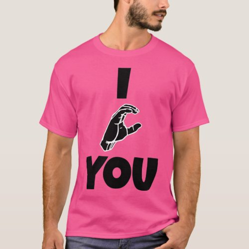 I C You text with Sign language black and white de T_Shirt