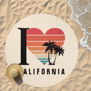 I ♥ California Retro Round Beach Towel