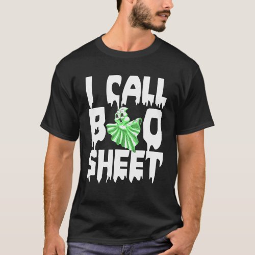 I Call Boo Sheet Ghost Tee Flying Witch Halloween