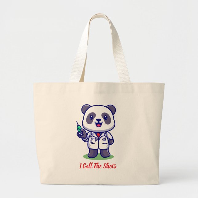 I Call The Shots Panda Tote Bag (Front)