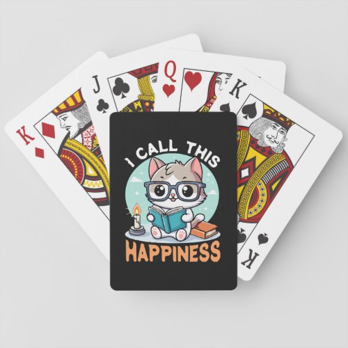 I Call This Happiness Book Lover Cat Playing Cards