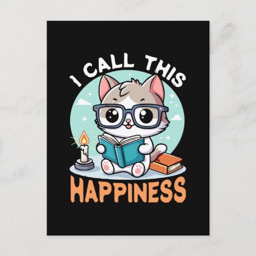 I Call This Happiness Book Lover Cat Postcard