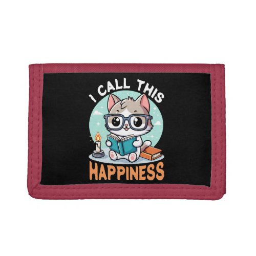 I Call This Happiness Book Lover Cat Trifold Wallet