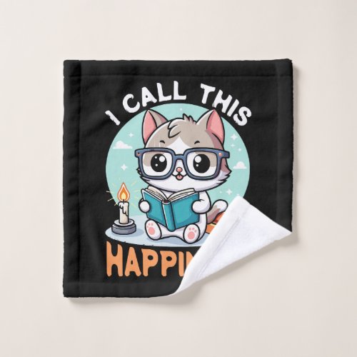 I Call This Happiness Book Lover Cat Wash Cloth