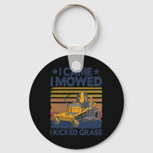 I Came I Mowed Funny Vintage Lawn Mowing Dad Gift Keychain