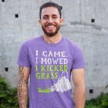 I Came I Mowed I Kicked Grass Funny Graphic Tri-Blend Shirt<br><div class="desc">Have your own landscaping business? Love mowing your own lawn? Like to watch action movies? You’ll love the funny saying “I Came, I Mowed I Kicked Grass.” Commercial lawnmower graphic accompanies the white and bright lime green message on this graphic t-shirt. Need gag gifts that are perfect for landscapers? This...</div>