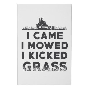 I Came I Mowed I Kicked Grass Lawn Mower Mowing Faux Canvas Print