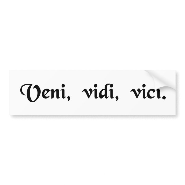 I came, I saw, I conquered. Bumper Sticker