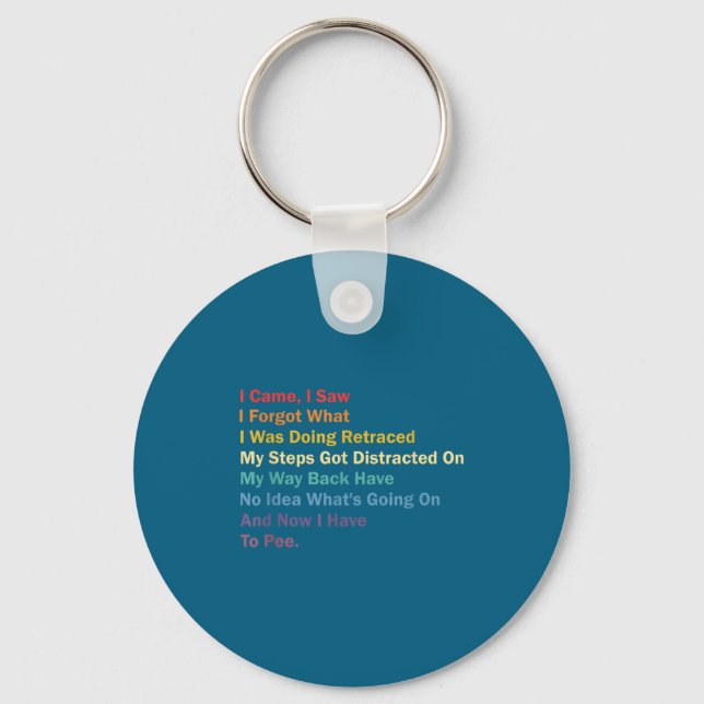 I Came I Saw I Forgot What I Was Doing Funny Sarca Keychain (Front)