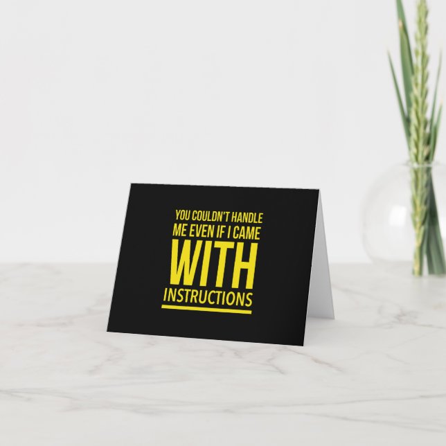 I came with instructions funny quote yellow thank you card (Front)