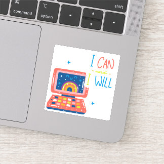 I Can and I Will Retro Technology Themed Vinyl Sticker