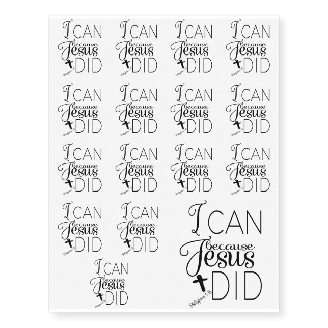 I Can because Jesus Did Temporary Tattoos (Front)
