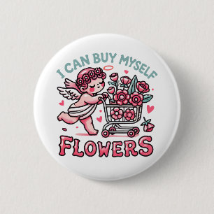i can buy myself flowers floral cart cupid angel button