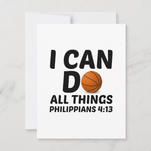 I CAN DO ALL THINGS BASKETBALL THANK YOU CARD