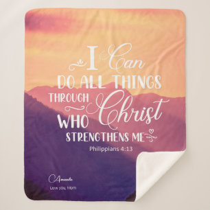I Can Do all things Bible Christian Sherpa Blanket