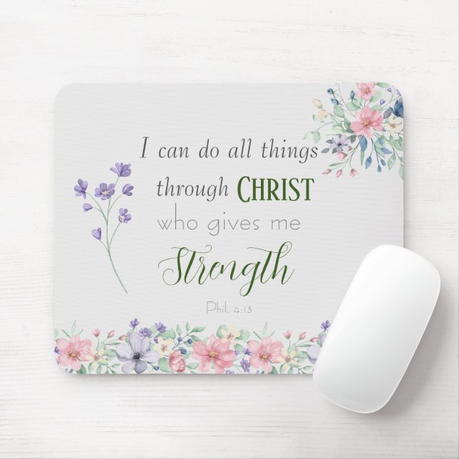  I Can Do All Things Bible Verse Elegant Botanical Mouse Pad (With Mouse)