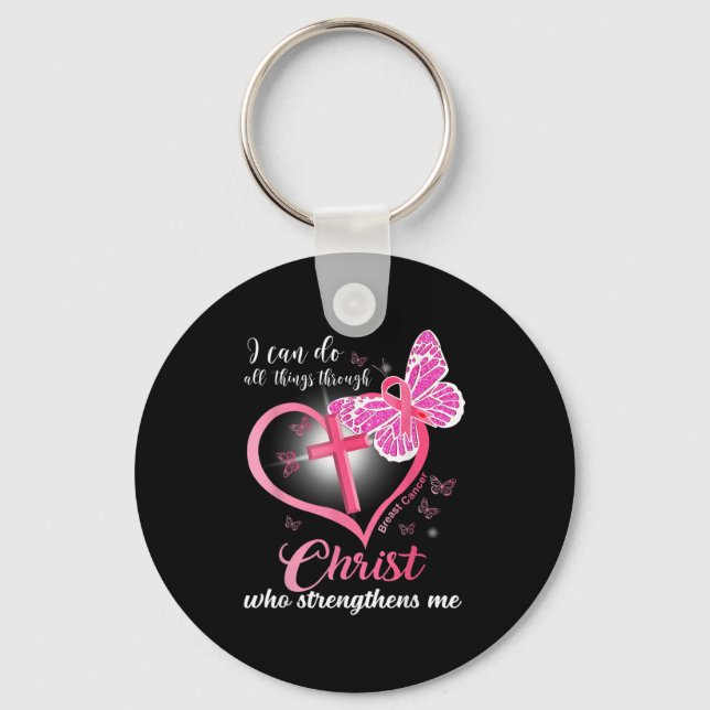 I Can Do All Things Christ Who Strengthens Breast  Keychain (Front)