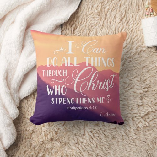 I Can Do all things Christian Bible throw pillow