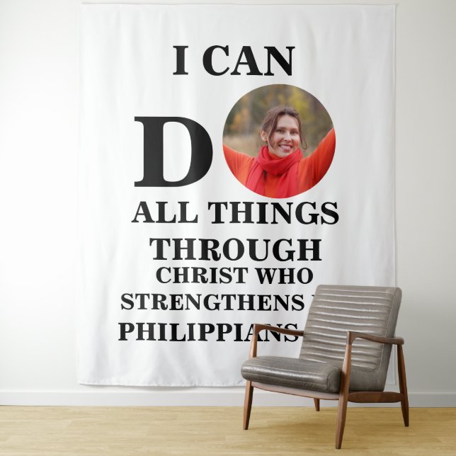 I can do all things Christian photo Bible verse Tapestry (In Situ)