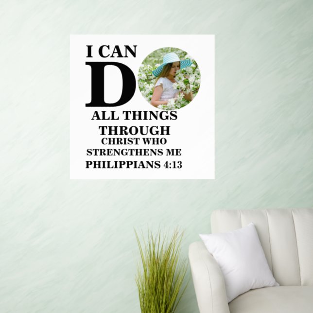 I can do all things Christian photo Bible verse Wall Decal (Living Room)
