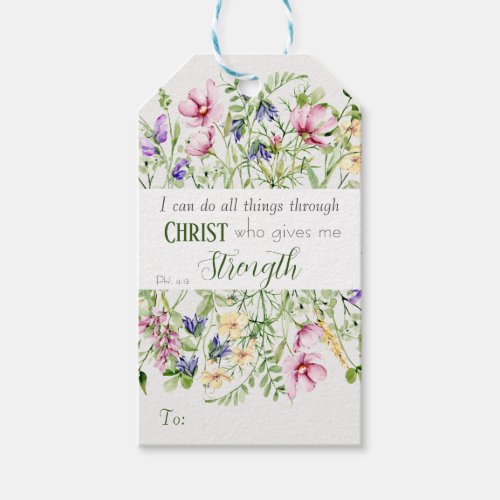 I Can Do All Things Elegant Botanical Personalized Gift Tags