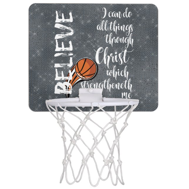 I can do all things KJV Bible Verse Christian Mini Basketball Hoop (Front)