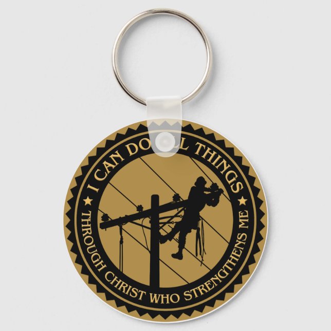 I can do all things Lineman Keychain (Front)