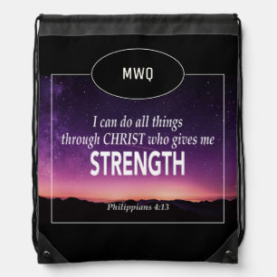 I CAN DO ALL THINGS Monogram Philippians 4:13 Drawstring Bag
