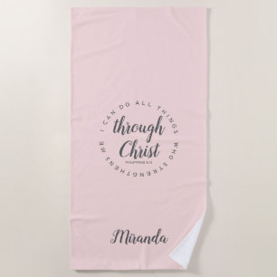 I Can Do All Things Peach Pink Yoga Beach Towel
