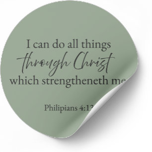 I Can Do All Things Philippians 4:13 Christian Classic Round Sticker