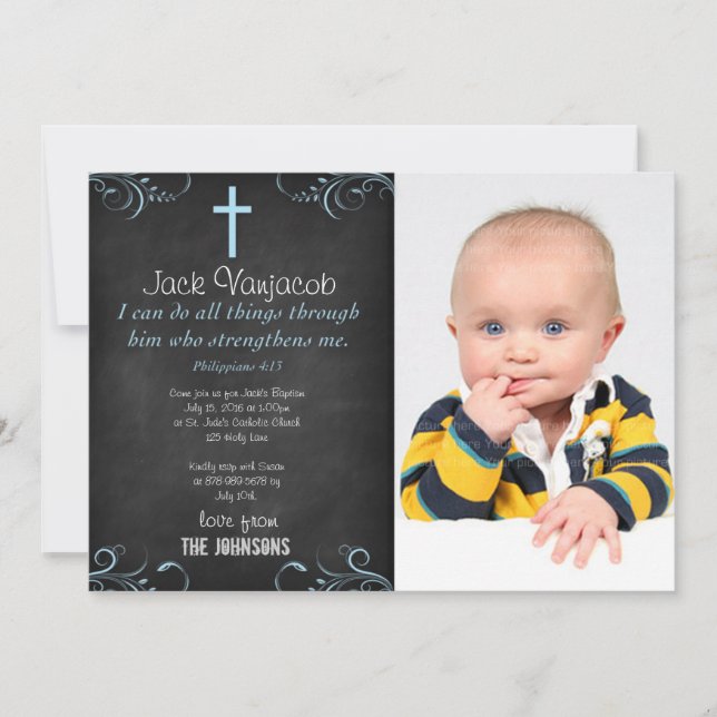 I can do all things through Christ Baby Invitation (Front)