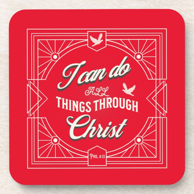 I Can Do All Things Through Christ Beverage Coaster (Front)