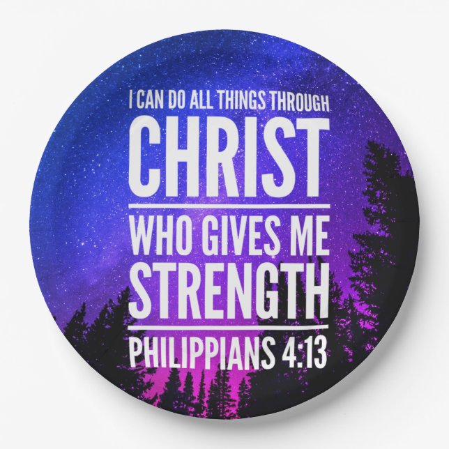 I Can Do All Things Through Christ Bible Verse Paper Plates (Front)