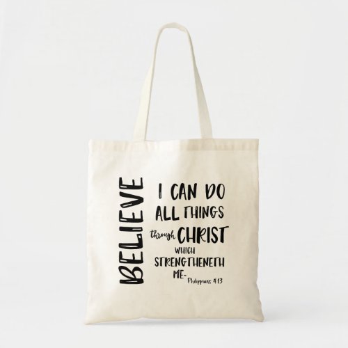 I Can do All Things through Christ Bible Verse Tote Bag