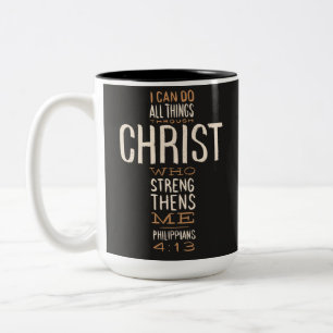 I Can Do All Things Through Christ Bible Verse Two-Tone Coffee Mug