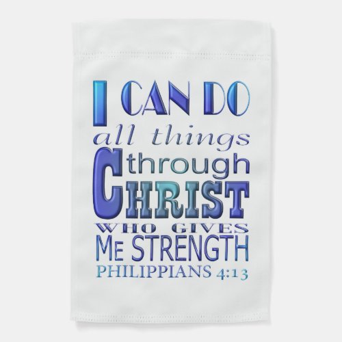 I can do all things through Christ Blue Text House Garden Flag