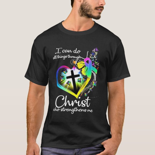 I Can Do All Things Through Christ Butterfly Art - T-Shirt (Front)