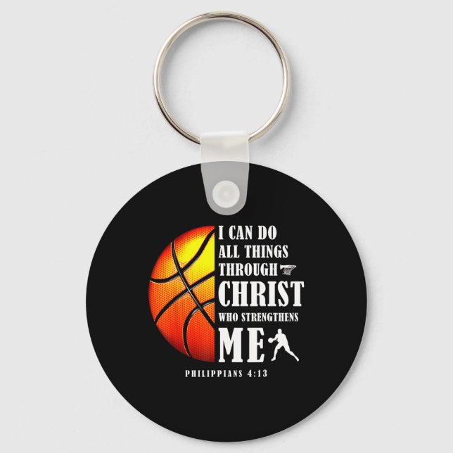 I Can Do All Things Through Christ Christian Baske Keychain (Front)