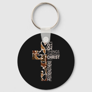 I Can Do All Things Through Christ Christian Camo Keychain