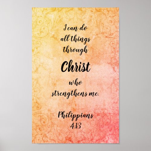 I Can Do All Things Through Christ Colorful Poster