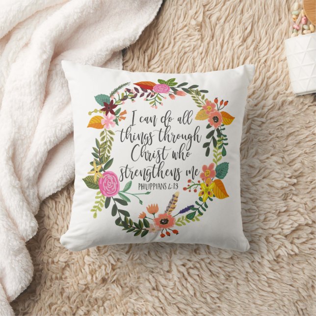 I can do all things through Christ Philippians Throw Pillow (Blanket)