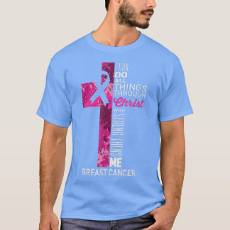I Can Do All Things Through Christ Pink Cross Reli T-Shirt