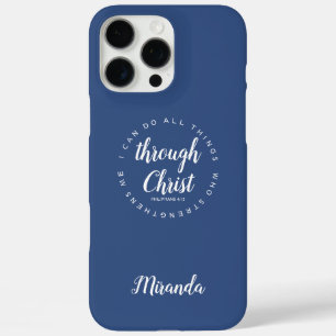 I Can Do All Things Through Christ Scripture Blue iPhone 16 Pro Max Case