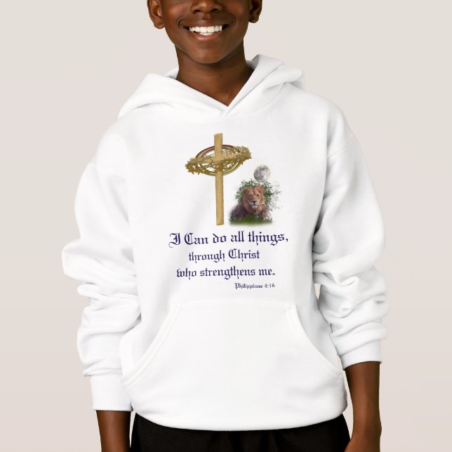 I can do all things through Christ scripture Hoodie (Front)