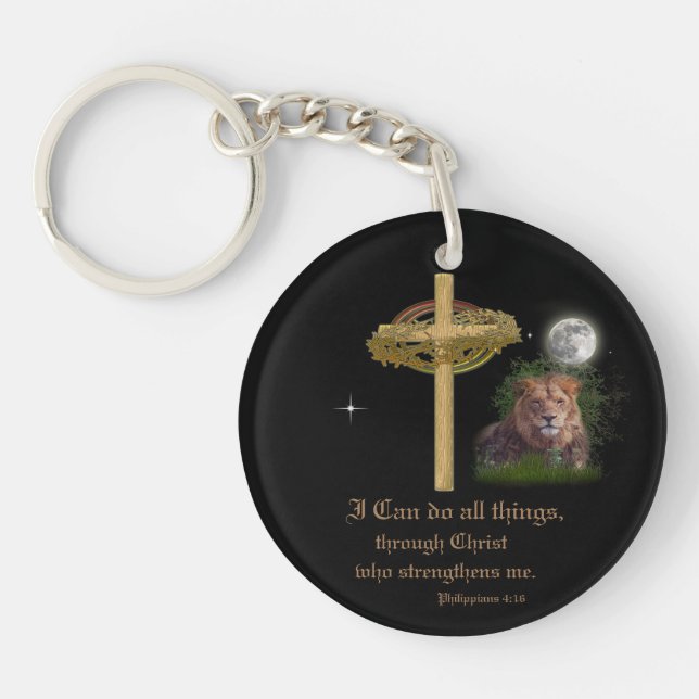 I can do all things through Christ scripture Keychain (Front)