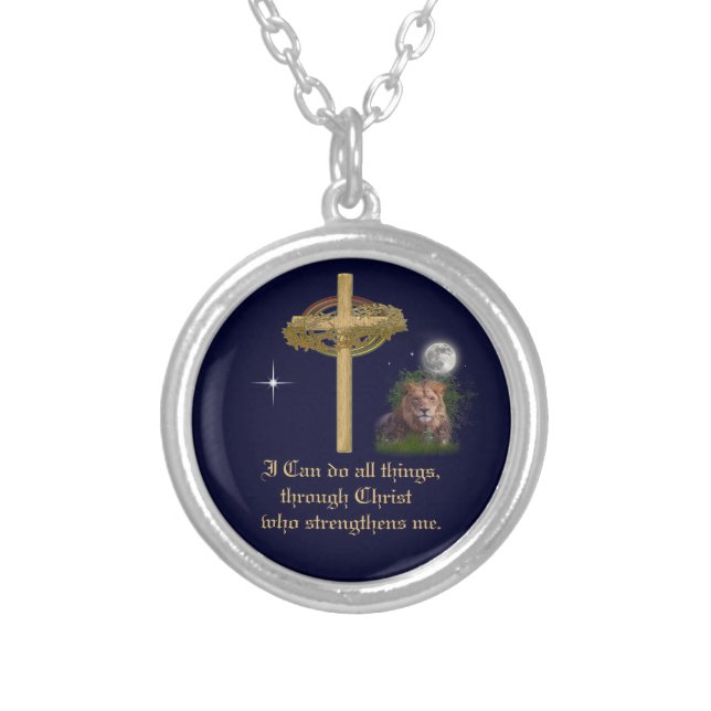 I can do all things through Christ scripture Silver Plated Necklace (Front)