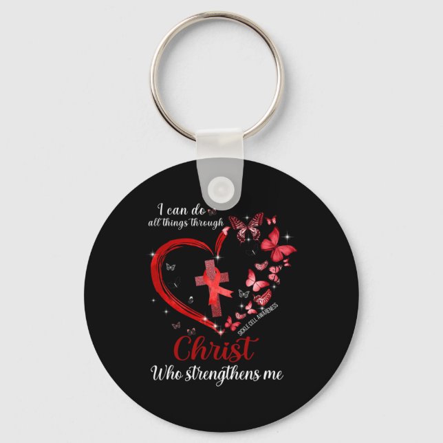 I Can Do All Things Through Christ Sickle Cell Awa Keychain (Front)